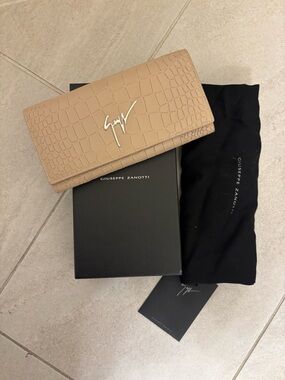 Giuseppe Zanotti Taupe Croc-Embossed Signature Wallet